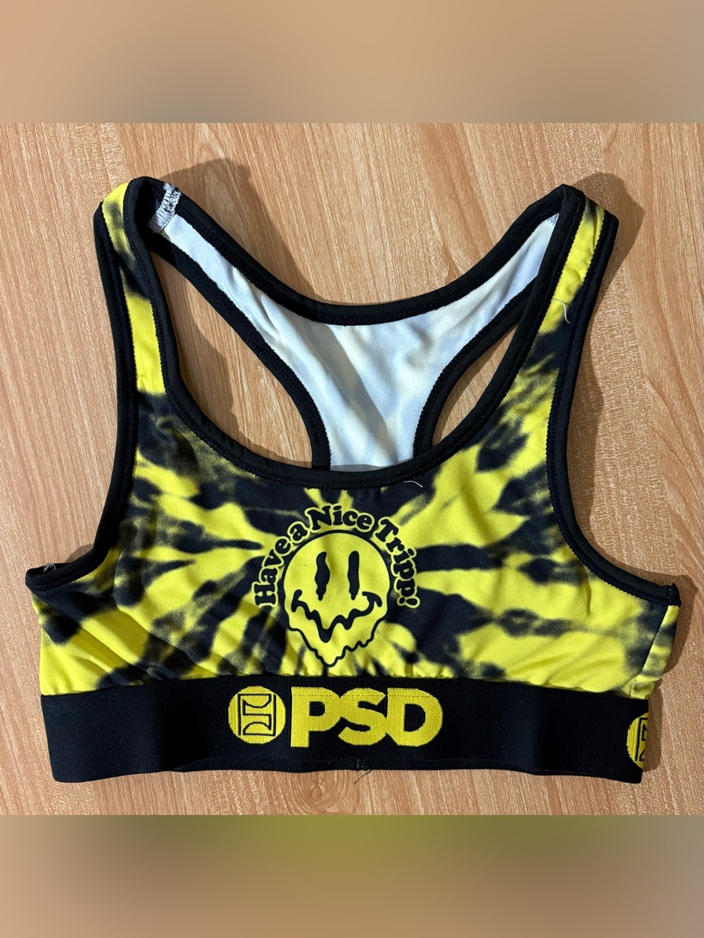 PSD Have a Nice Trip Tie-Dy Racerback Active Sports Bra Dry Tech Size XS NWT